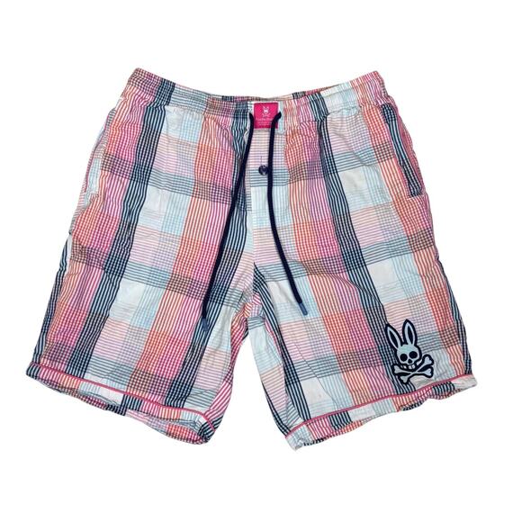 Psycho Bunny Plaid Shorts 8" Men's Small Preppy Lounge - Picture 1 of 8